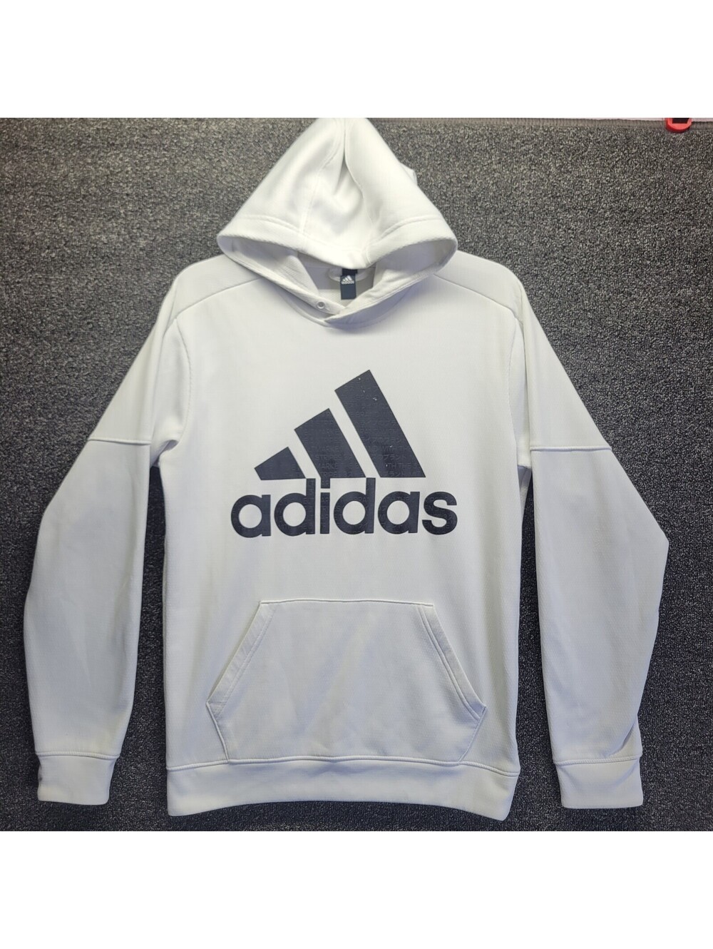 Adidas White Climawarm Logo Hoodie 3-stripe White/Blk Men's Sz S
